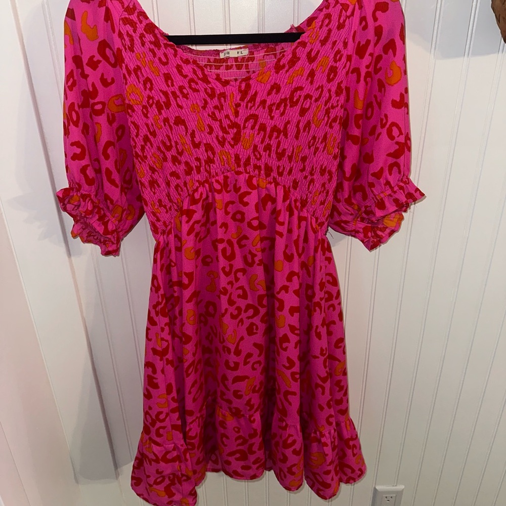 bright pink leopard print babydoll dress